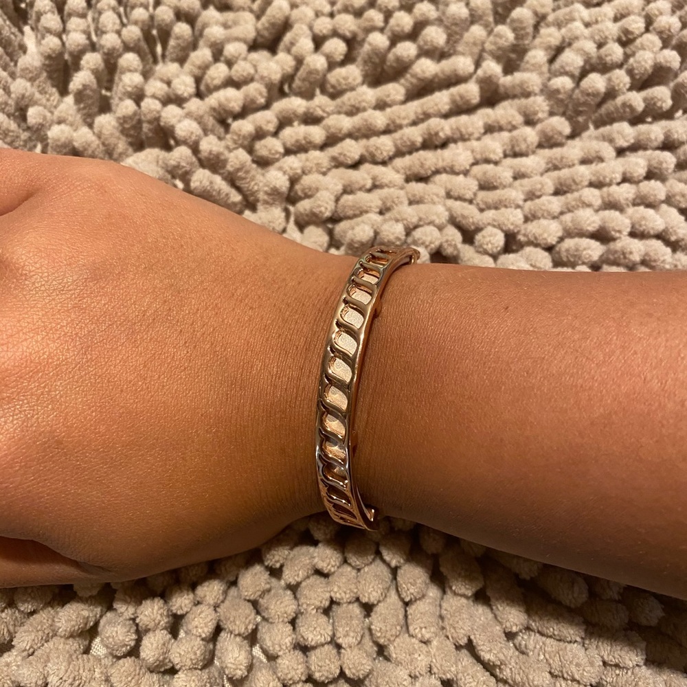 Stella and Dot Rose Gold and Leather Bracelet